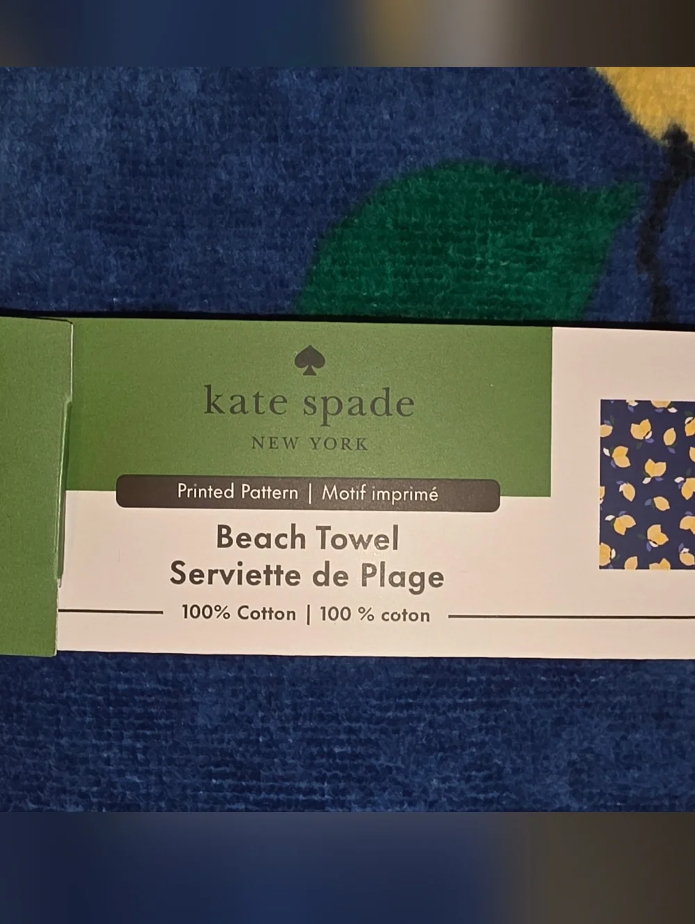 Kate Spade Lemon Print Blue Beach Towel
